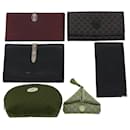 CELINE Macadam Canvas Pouch Wallet Leather 6Set Red Brown black Auth 47796 - Céline