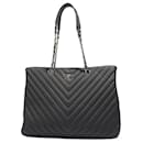 Chanel Womens Lambskin Classic Chevron Timeless Tote Black