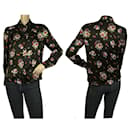 Camisola camisola sin mangas de seda con encaje floral negro Dondup sz 42