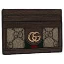 GUCCI GG Marmont Web Sherry Line Ofidia Card Case PVC Leather Beige Auth yk7870 - Gucci