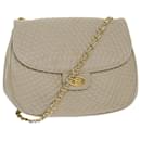 BALLY Quilted Chain Shoulder Bag Leather Beige Auth am4581 - Bally