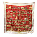Bufanda de seda con estampado de animales rojos vintage - Salvatore Ferragamo