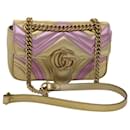 GUCCI GG Marmont Chain Shoulder Bag Leather Gold 446744 Auth am4580 - Gucci