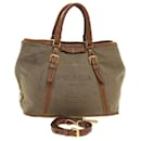 PRADA Hand Bag Canvas Leather 2way Shoulder Bag Brown Auth bs6397 - Prada
