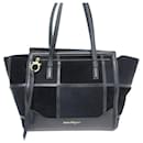 SALVATORE FERRAGAMO AMY PATCHWORK BLACK LEATHER AND SUEDE HAND BAG - Salvatore Ferragamo