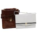 BALLY Shoulder Bag Leather 2Set Brown White Auth bs6514 - Bally