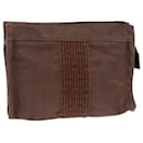 HERMES Her Line Pouch Canvas Brown Auth bs6509 - Hermès
