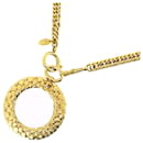 *Chanel necklace vintage magnifying glass necklace here mark matelasse motif chain metal gold GP CHANEL ladies accessories long necklace brand VINTAGE NECKLACE beautiful  	antique gold