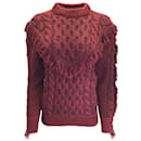 Alanui Red / Burgundy Fringed Detail Long Sleeved Cashmere Knit Pullover Sweater