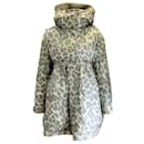 Sacai Green Leopard Printed Hooded Puffer Coat