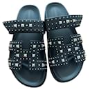 Hermes Black Studs Chypre Sandals - Hermès