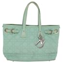 Christian Dior Lady Dior Canage Tote Bag Coated Canvas Light Blue Auth bs6492