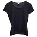 Armani Collezioni Striped Textured Short-sleeve T-shirt in Black Polyamide