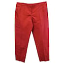 Calças cônicas Giorgio Armani em seda de algodão vermelho