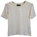 Giorgio Armani Striped Short-sleeved T-shirt in Cream Linen