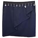 Love Moschino Charm Embellished Ruffle Mini Skirt in Navy Blue Cotton