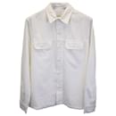Sandro Paris Two-Pocket Button Up Shirt in White Cotton