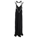 Temperley London Trimmed Halter-neck Maxi Evening Dress in Black Silk