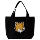 Fox Head Tote Bag - Maison Kitsune - Cotton - Black - Autre Marque