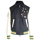 Dsquared2 Bad Boy Scouts Bomber Jacket in Grey Wool and White Leather