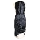 Bottega Veneta Robe asymétrique longueur genou avec détails plissés en laine noire et chair