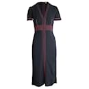 Burberry Contrasting Stitch Detail Dress In Black Viscose