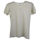 Camiseta transparente texturizada de cachemira color crema de Armani Collezioni