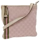 GUCCI GG Canvas Sherry Line Shoulder Bag Pink Khaki 144388 Auth ki3108 - Gucci