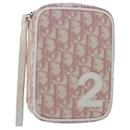 Christian Dior Trotter Canvas Pouch Pink Auth yb228
