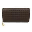 Celine Brown C Charm Quilted Leather Long Zip Around Wallet - Céline