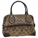 GUCCI GG Canvas Hand Bag Coated Canvas Beige Dark Brown 223962 Auth hk739 - Gucci