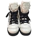 Chanel 18B Nylon Leather Lace Up Coco Neige Winter Boots