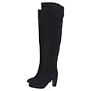 Chanel Over Knee Black Suede Boots