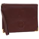 Bolsa clutch CARTIER couro vinho tinto Auth am4649 - Cartier