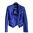 Royal Blue Leather Biker Jacket - Balmain