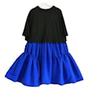 Alexander McQueen Black & Blue Taffeta Skirt T-Shirt Dress - Alexander Mcqueen