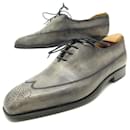 BERLUTI OXFORD SHOES WITH FLOWER TOE 7 41 GRAY LEATHER SHOE SHOES - Berluti