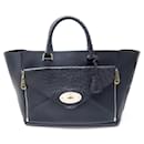 MULBERRY WILLOW LARGE NAVY BLUE OSTRICH LEATHER HAND BAG PURSE - Mulberry