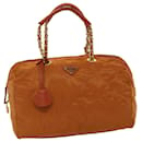 PRADA Chain Boston Bag Nylon Naranja Auth bs6566 - Prada