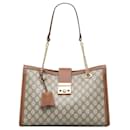 Gucci Brown Medium GG Supreme Padlock Tote Bag