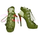 Christian Louboutin Miss Fortune lace up brown pumps slingback heels pumps 39,5