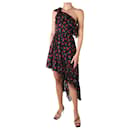 Black one-shoulder cherry georgette print dress - size FR 36 - Saint Laurent