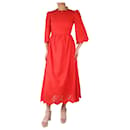 Red open-back embroidered midi dress - size UK 8 - Autre Marque