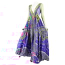 Multi asymmetric jewel detail floral maxi dress - size UK 12 - Camilla