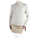 Cream high-neck ribbed long-sleeve top - size UK 12 - Autre Marque