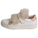 White slip-on fur detail trainers - size EU 37 - Moncler
