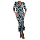 Black ruched floral maxi dress - size UK 16 - Veronica Beard