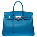 HERMES BIRKIN BAG 35 in Blue Leather - 101248 - Hermès