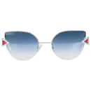 Silver cat eye blue tinted sunglasses - Fendi