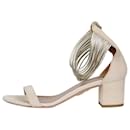 Neutral metallic strap detail heeled sandals - size EU 37.5 - Aquazzura